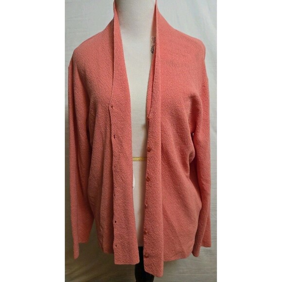 Eileen Fisher Knit Cardigan Linen Crepe Sandstone Size XL Salmon Pink - Picture 1 of 5